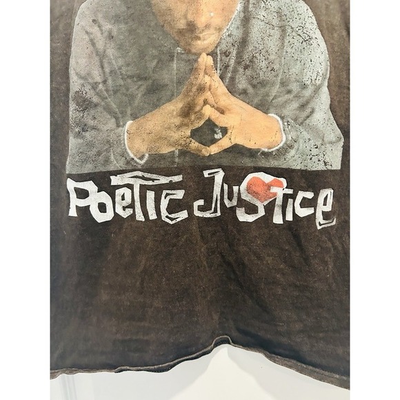 Tupac Shakur Poetic Justice Graphic Tee Womens Sz Small/Medium Faded Black - Picture 12 of 12
